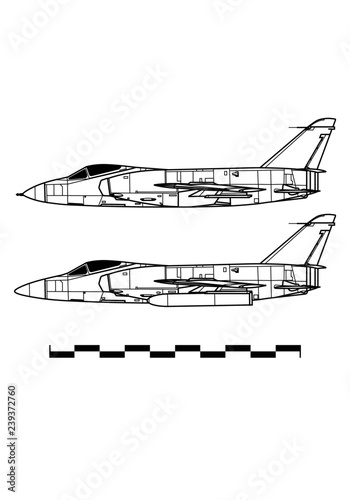 Grumman F11F TIGER. Outline drawing