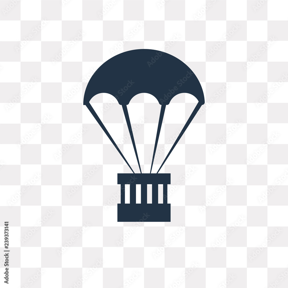 Parachute vector icon isolated on transparent background, Parachute transparency concept can be used web and mobile Parachute vector icon isolated on transparent background, Parachute transparency concept can be used web and mobile