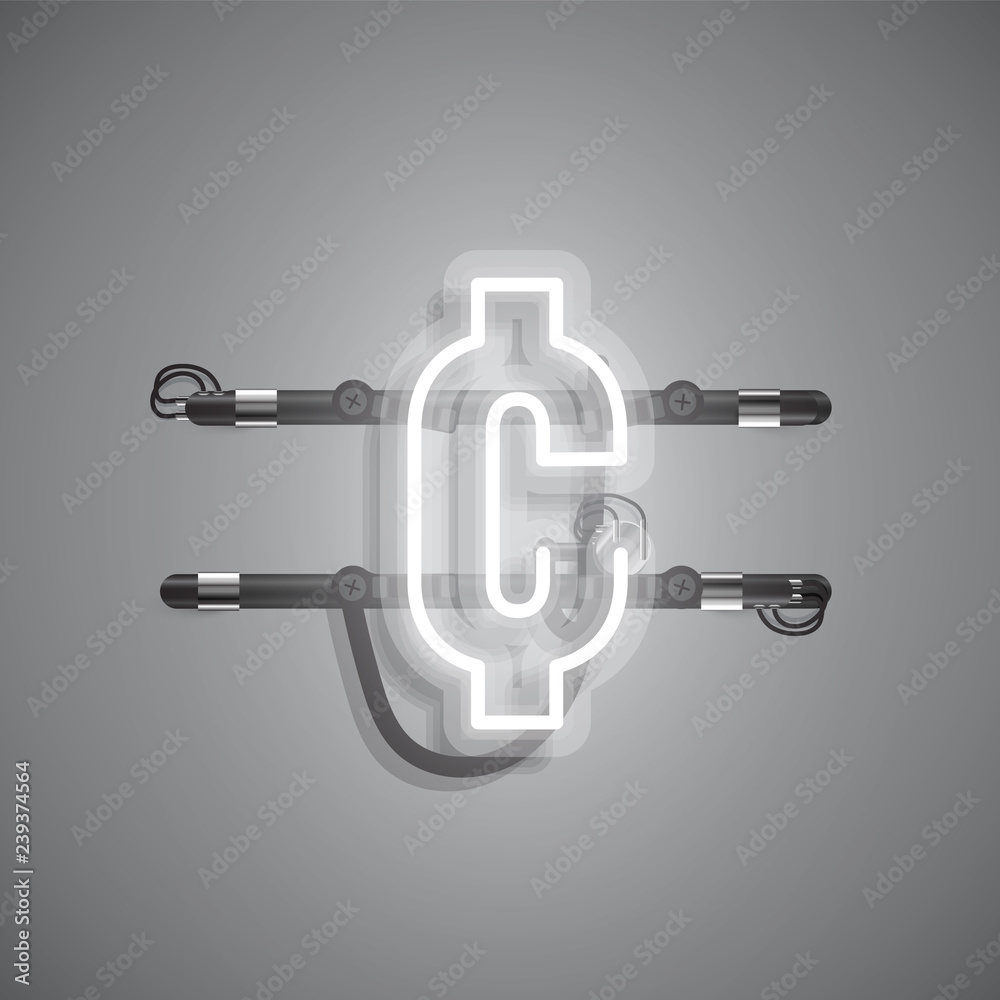 Realistic neon character with wires and console, vector illustration Realistic neon character with wires and console, vector illustration