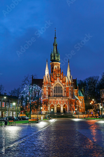 KRAKOW, POLAND - DECEMBER 24, 2017: St. Joseph Church a historic Roman Catholic church in Podgorze district