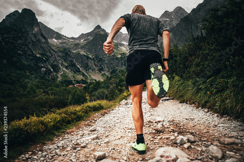 Trail runner in mountains
