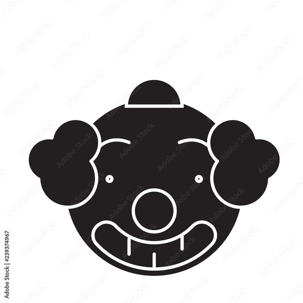 Smiling clown emoji black vector concept icon. Smiling clown emoji flat