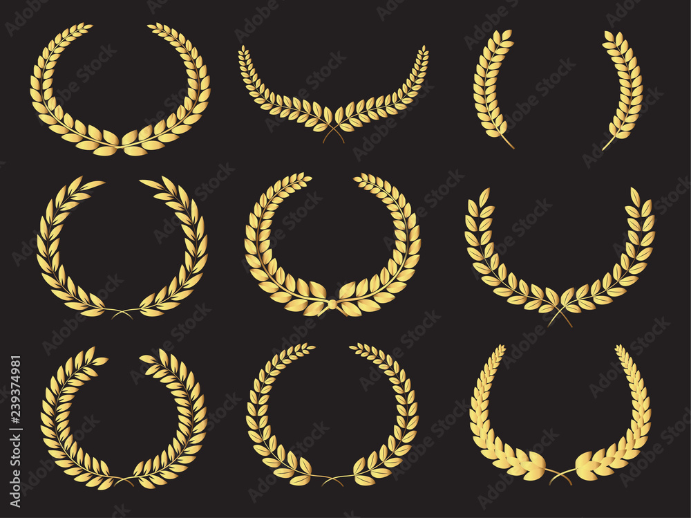 set of golden laurel wreaths set of golden laurel wreaths
