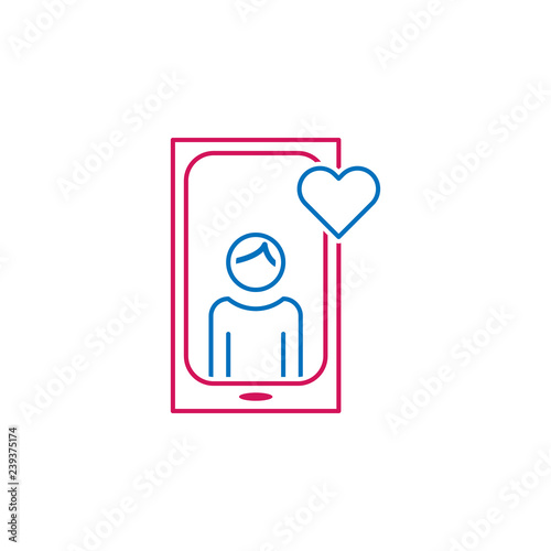 Valentine's day, phone, man, love, heart icon. Can be used for web, logo, mobile app, UI, UX