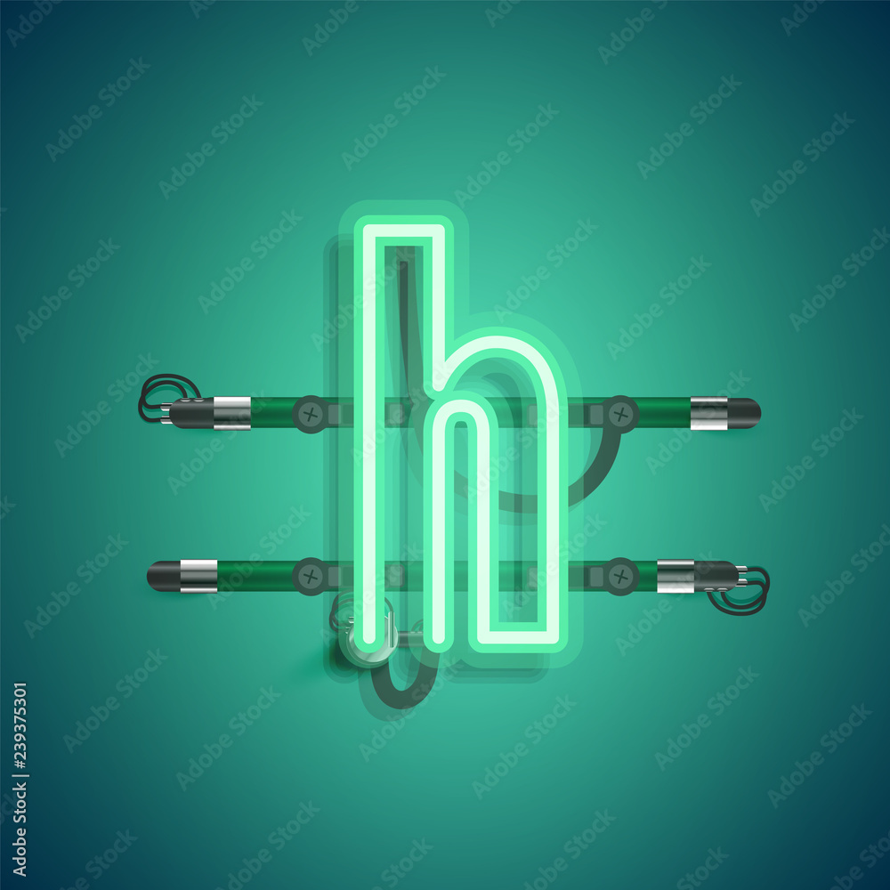 Realistic neon character with wires and console, vector illustration Realistic neon character with wires and console, vector illustration