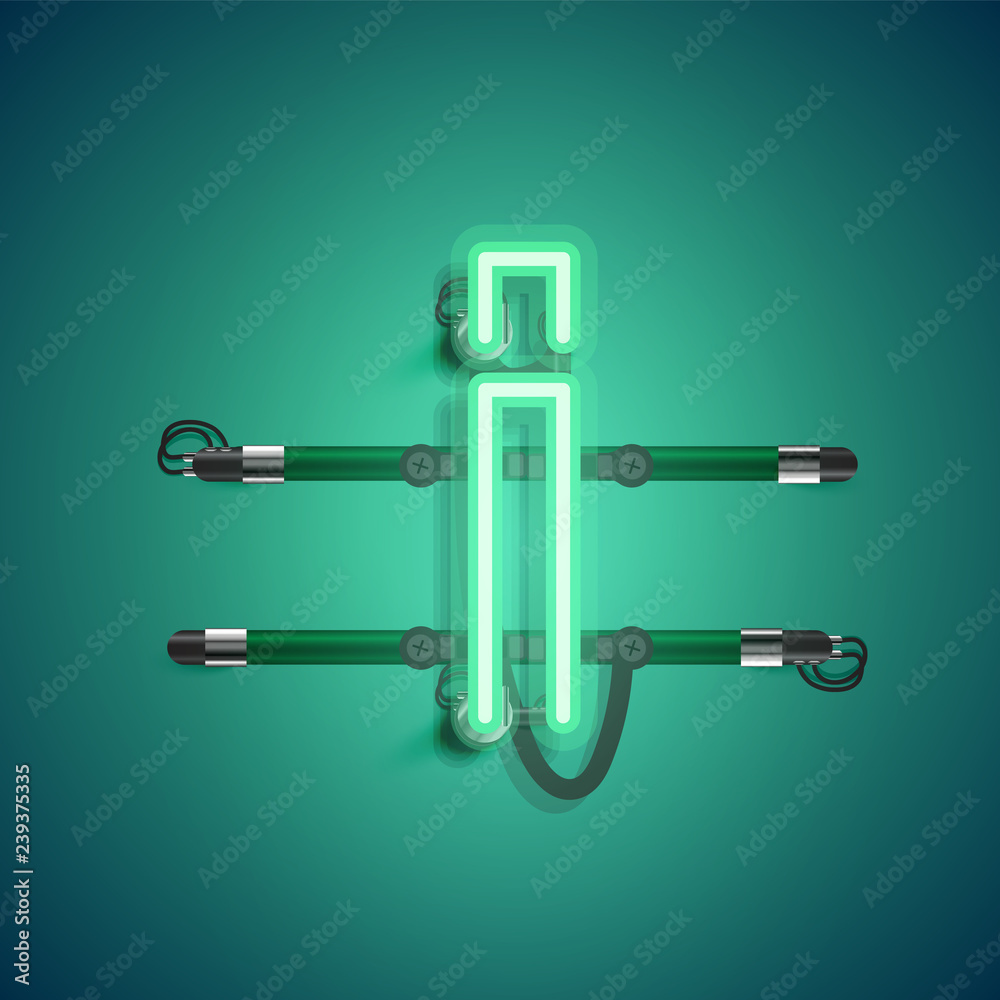 Realistic neon character with wires and console, vector illustration Realistic neon character with wires and console, vector illustration