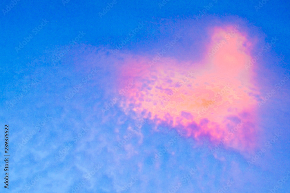 pink heart from cloud beautiful nature express love on the blue sky background
