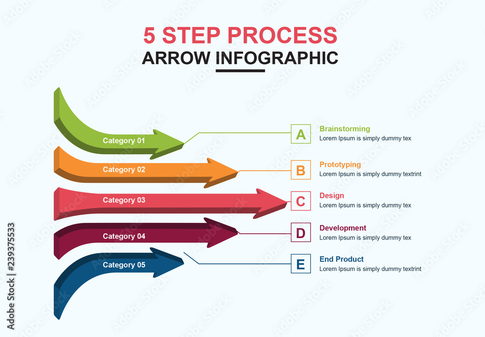 Infographic Layout with Arrow Elements Stock Template | Adobe Stock