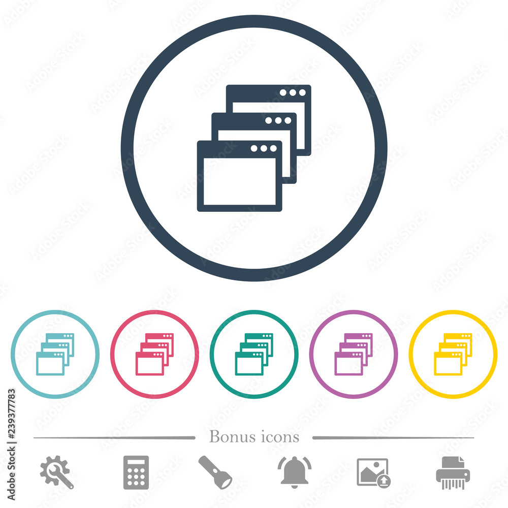 Cascade window view mode flat color icons in round outlines Cascade window view mode flat color icons in round outlines