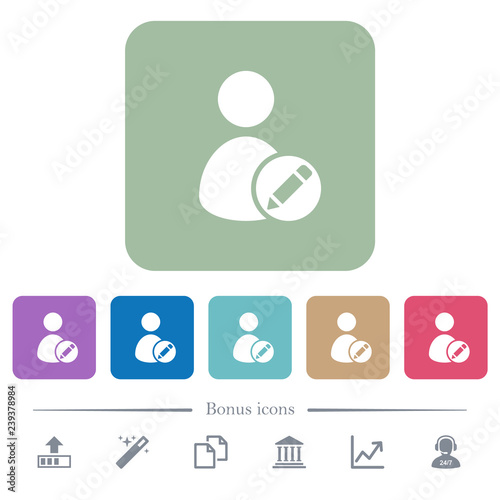 Rename user flat icons on color rounded square backgrounds