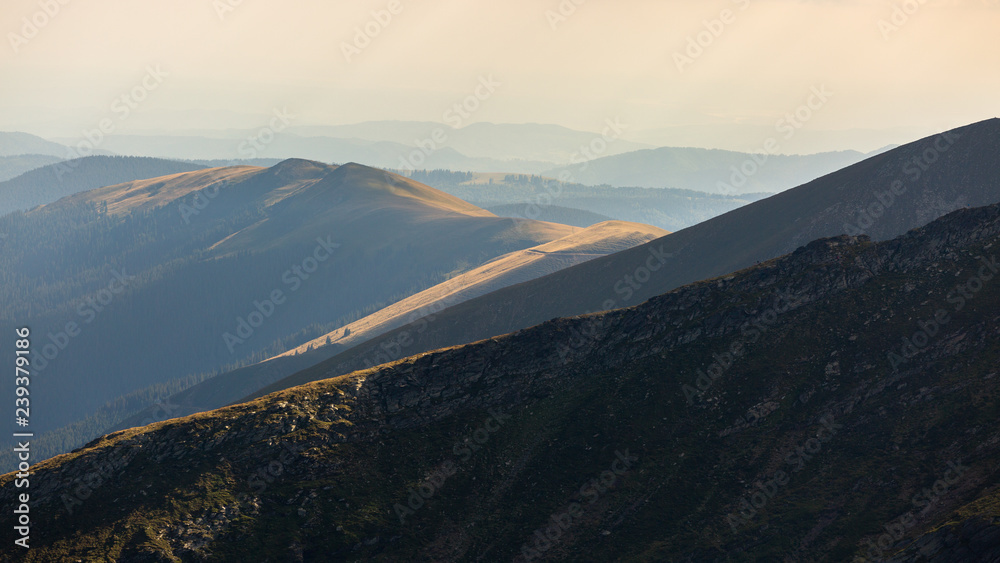 Beautiful rocky ridges from Fagaras mountains in Romania