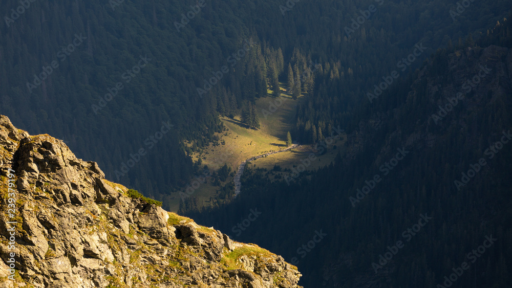The steep Fagaras mountains in Romania on a sunny summer day