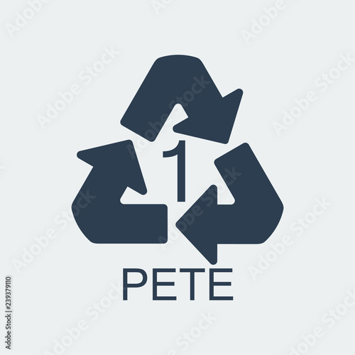 Plastic recycling symbol PETE 1,Wrapping Plastic, Label. Vector Illustration
