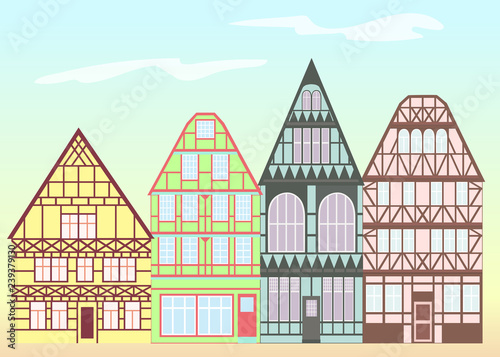 Old colorful  building in Germany on bright  background