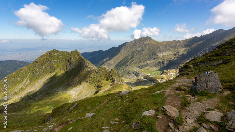 The steep Fagaras mountains in Romania on a sunny summer day