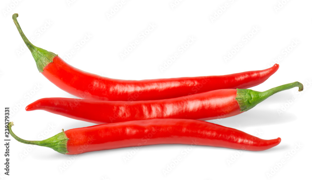 Hot red  chilli pepper isolated on white background