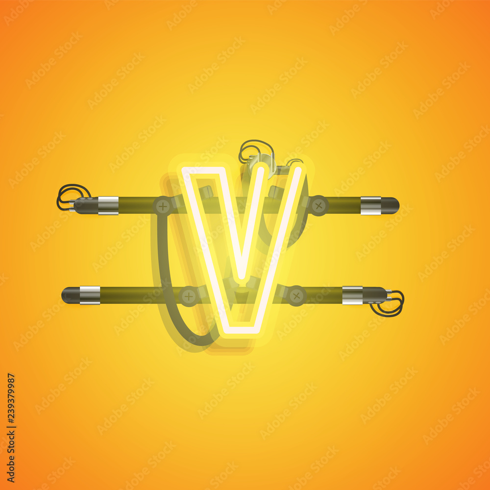 Realistic neon character with wires and console, vector illustration Realistic neon character with wires and console, vector illustration