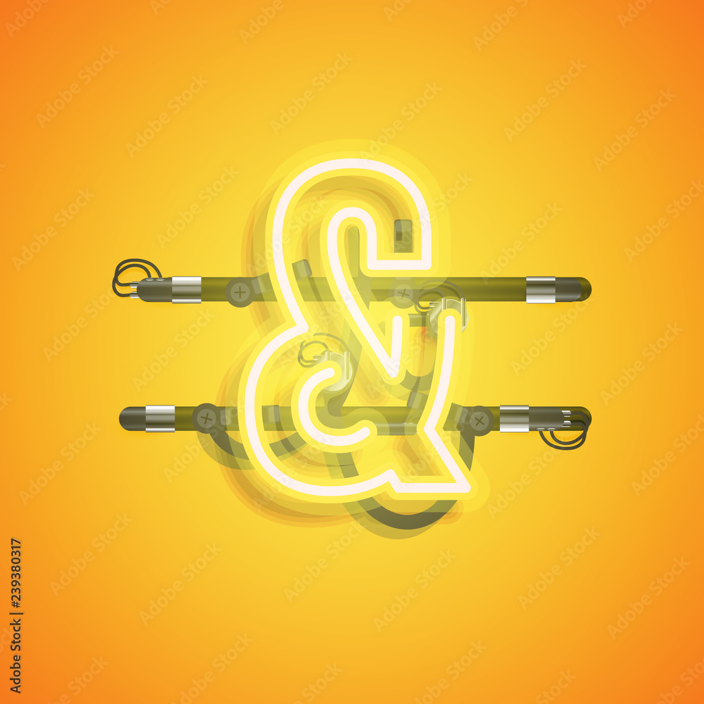 Realistic neon character with wires and console, vector illustration Realistic neon character with wires and console, vector illustration