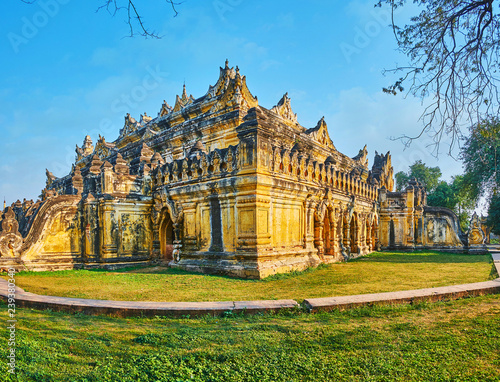 The corner of old Maha Aungmye Bonzan Monastery, Ava, Myanmar photo