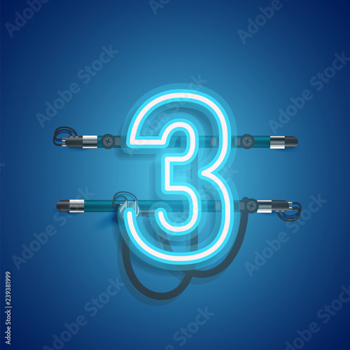 Fototapeta Naklejka Na Ścianę i Meble -  Realistic neon character with wires and console, vector illustration