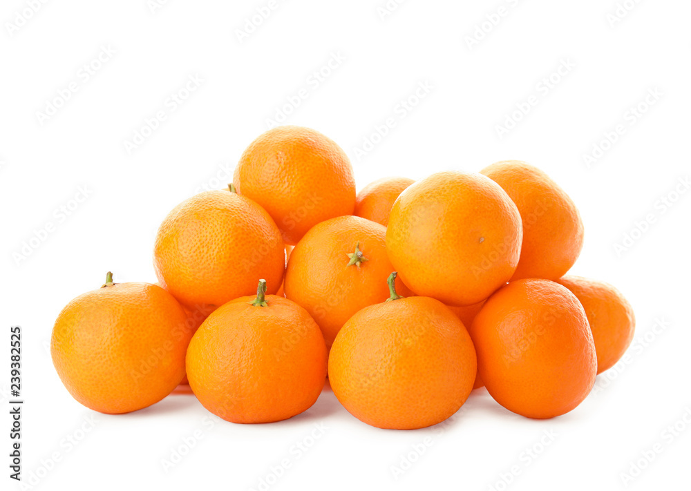 Heap of fresh ripe tangerines on white background Heap of fresh ripe tangerines on white background