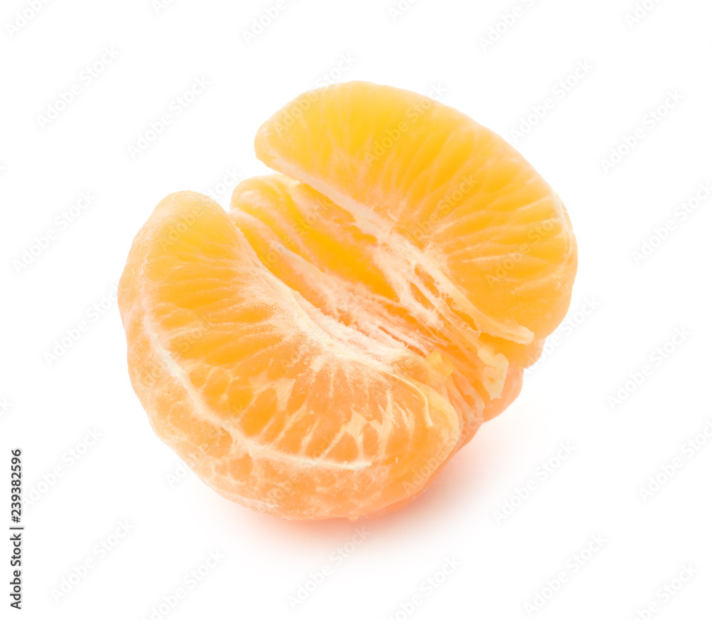 Half of fresh ripe tangerine on white background Half of fresh ripe tangerine on white background