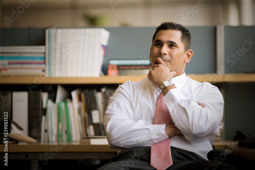 Mid-adult businessman sitting in an office. photo