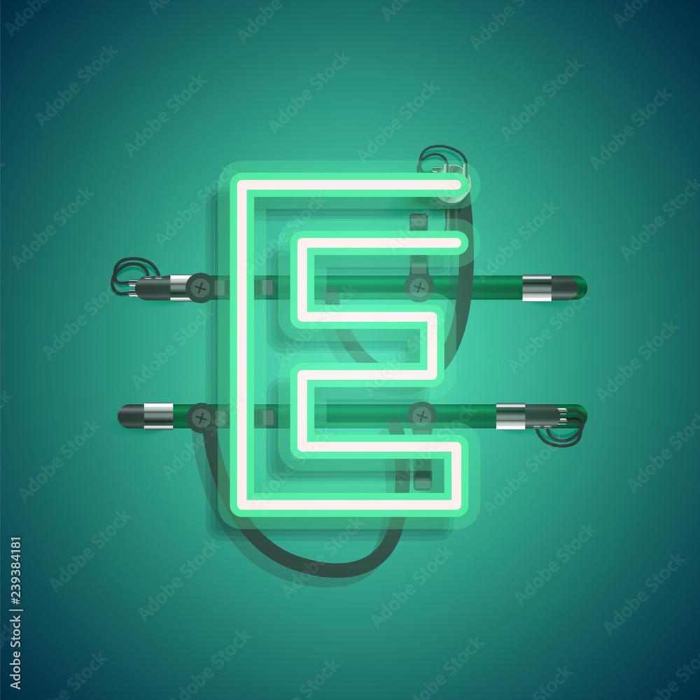 Realistic neon character with wires and console, vector illustration Realistic neon character with wires and console, vector illustration