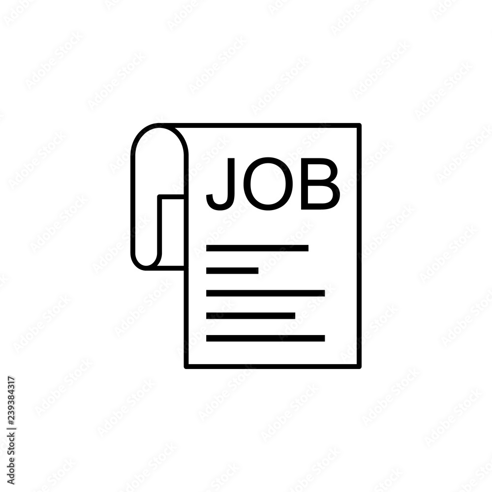 Employment, job, paper icon on white background. Can be used for web, logo, mobile app, UI, UX Employment, job, paper icon on white background. Can be used for web, logo, mobile app, UI, UX