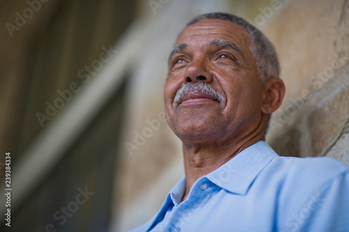 Portrait of a senior man looking content.