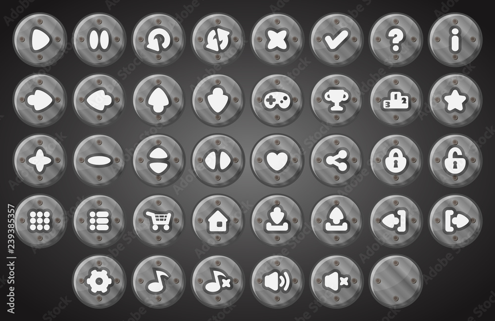 Big set of cartoon material vector buttons Big set of cartoon material vector buttons
