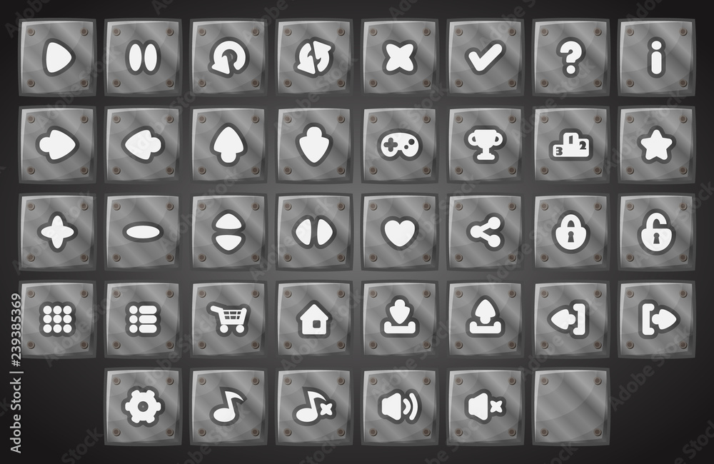 Big set of cartoon material vector buttons Big set of cartoon material vector buttons