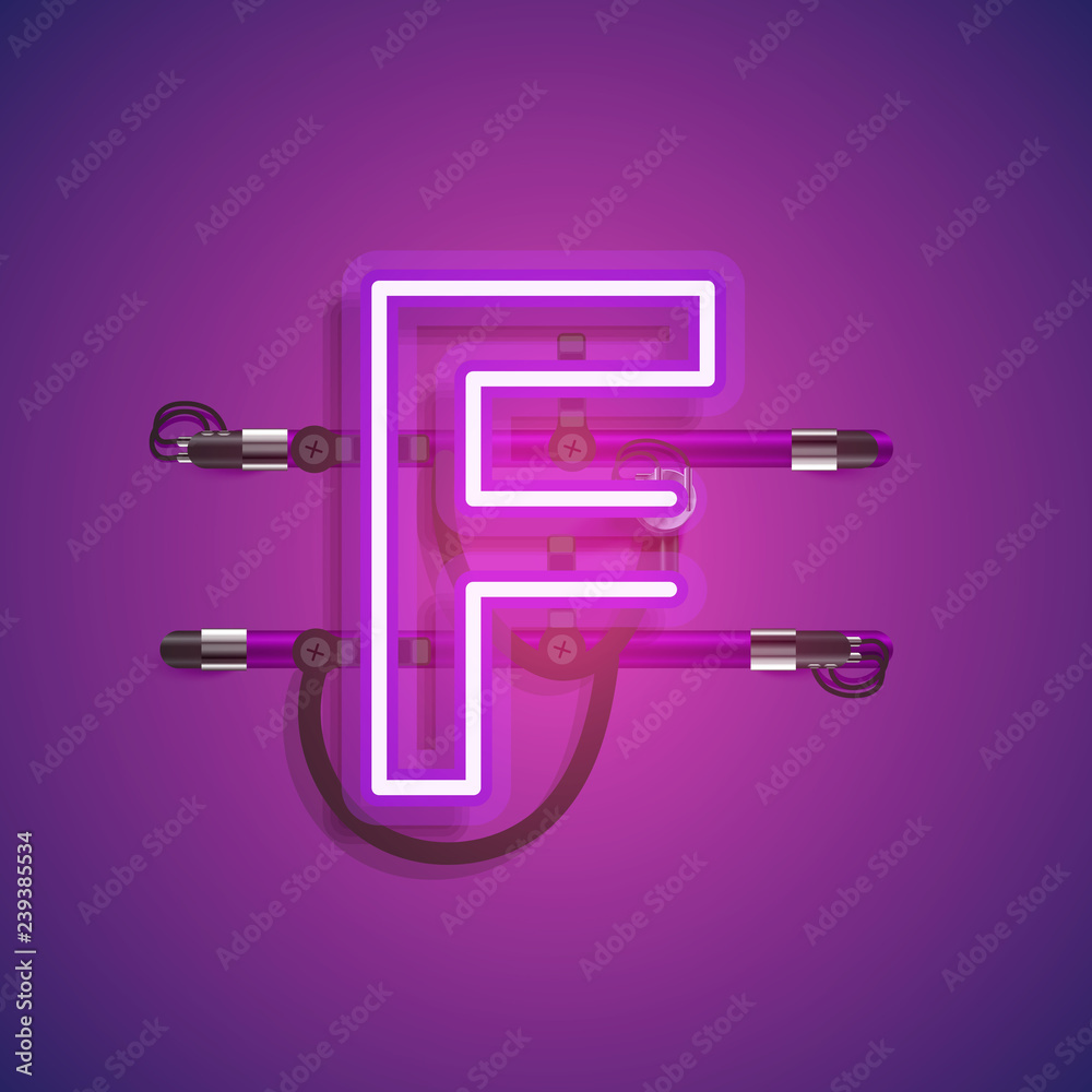 Realistic neon character with wires and console, vector illustration