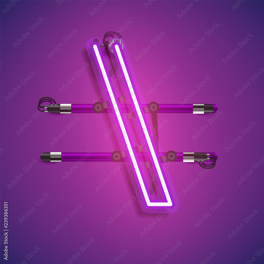 Realistic neon character with wires and console, vector illustration