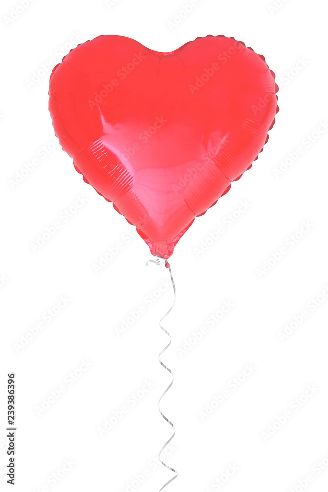 Naklejka czerwony balon w kształcie serca na białym tle