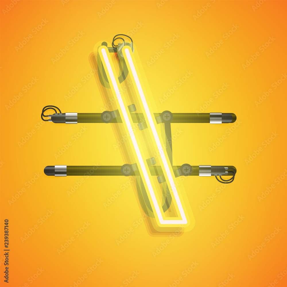 Realistic neon character with wires and console, vector illustration