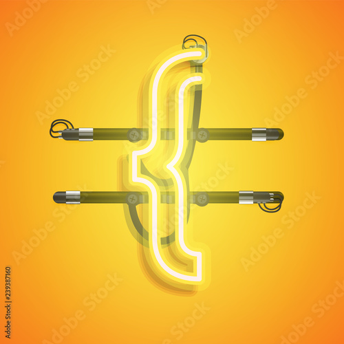 Fototapeta Naklejka Na Ścianę i Meble -  Realistic neon character with wires and console, vector illustration