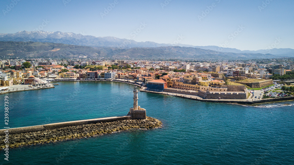 Chania Old Port Aerial Shot