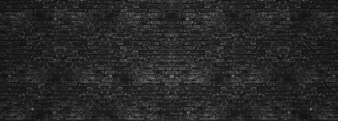 Acrylglasbilder Graffiti Black brick wall panoramic background  © Salamatik