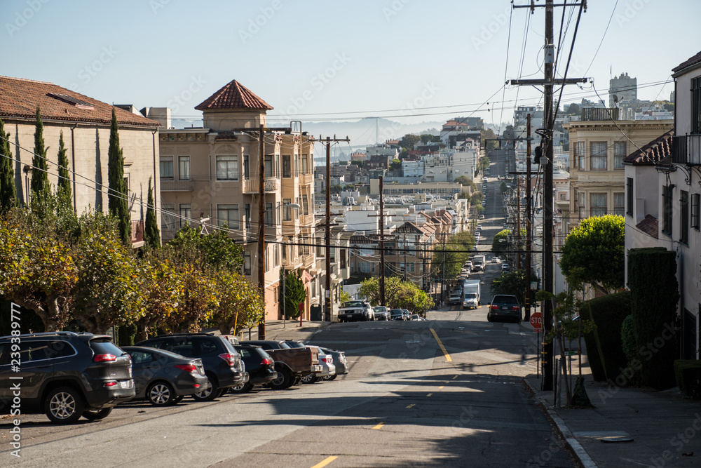One of the iconic downhill street in San Francisco
