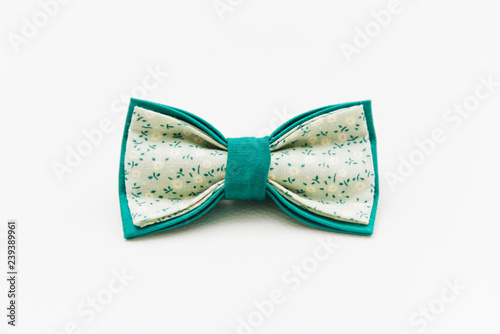Bowtie green on a white background, Grooming, preparing for a Wedding