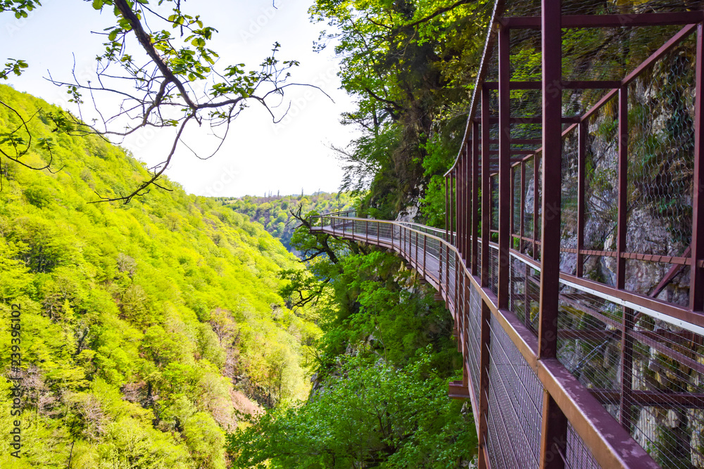 aqueduct bridge in the mountains high green landscape aqueduct bridge in the mountains high green landscape