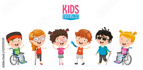 Vector Illustration Of Disabled Kids