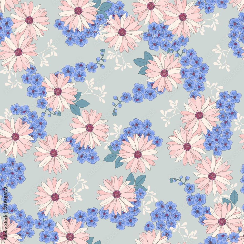 Trendy seamless flower pattern. Modern seamless vector illustration clipart for, wallpapers, backgrounds, surface textures, textile, fabric printing, banners, posters, covers. Vector illustration. Trendy seamless flower pattern. Modern seamless vector illustration clipart for, wallpapers, backgrounds, surface textures, textile, fabric printing, banners, posters, covers. Vector illustration.