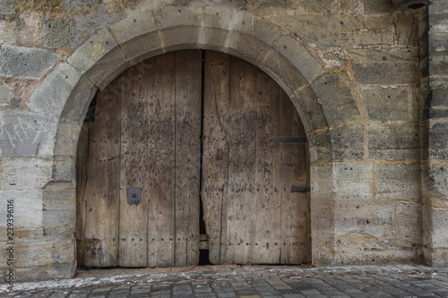 Door in the bastion of Rothenburg above Tauber.