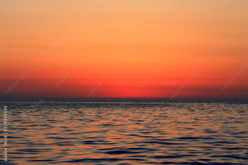 Sunset Over The Sea. Evening. Black sea seaside