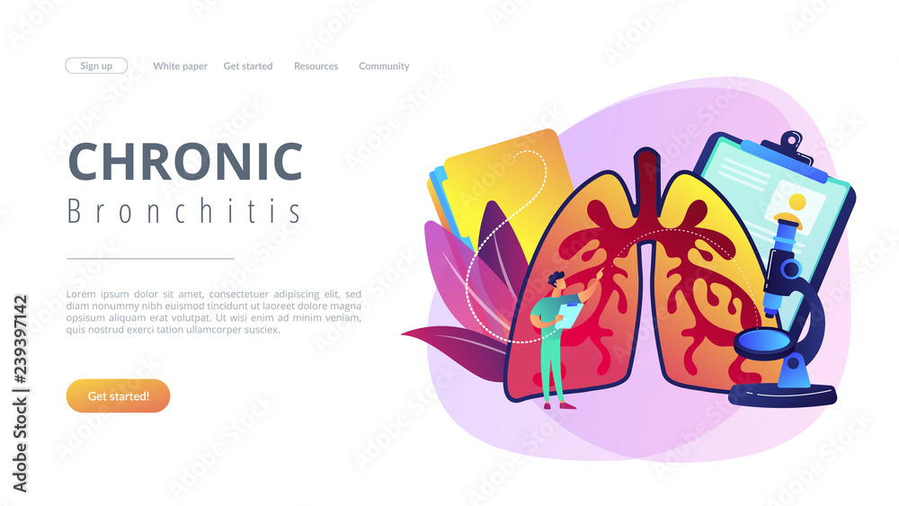 Fotografie Doctor examines huge lungs desease and microscope