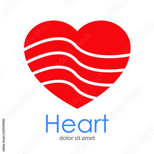 Logotipo abstracto Heart con corazón con lineas onduladas en espacio negativo en color rojo