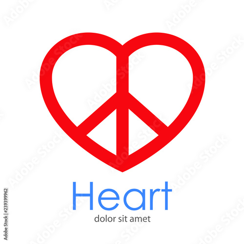 Logotipo Heart con corazón símbolo de la paz lineal en color rojo