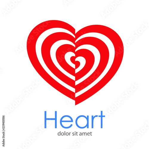 Logotipo Heart con corazones concentricos desplazados en color rojo